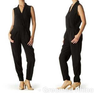 Loft Black Sleeveless Surplice Elastic Waist Jumpsuit Size 12T